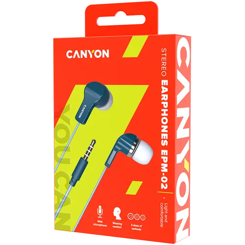 CANYON Stereo Earphones with inline microphone, Blue - image 2