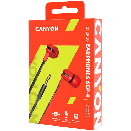 CANYON headphones SEP-4 Mic Flat 1.2m Red - image 1