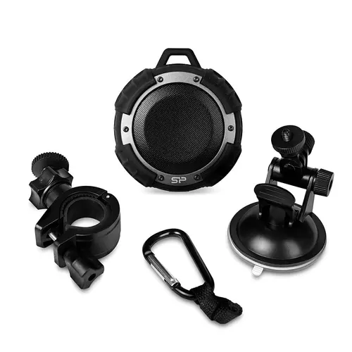 Silicon Power Blast Speaker BS71 Speaker Audio Wireless Speaker, Bluetooth 4.2 Wilreless speaker, 6hrs work, Bluetooth 4.2, IPX8, Includes: bike mount, suction cup mount and one a hook, Black - image 2
