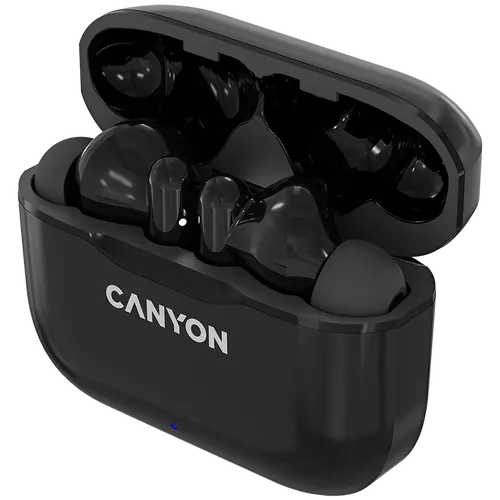 CANYON TWS-3 Bluetooth headset, with microphone, BT V5.0, Bluetrum AB5376A2, battery EarBud 40mAh*2+Charging Case 300mAh, cable length 0.3m, 62*22*46mm, 0.046kg, Black - image 1