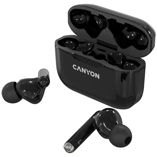 CANYON TWS-3 Bluetooth headset, with microphone, BT V5.0, Bluetrum AB5376A2, battery EarBud 40mAh*2+Charging Case 300mAh, cable length 0.3m, 62*22*46mm, 0.046kg, Black - image 2