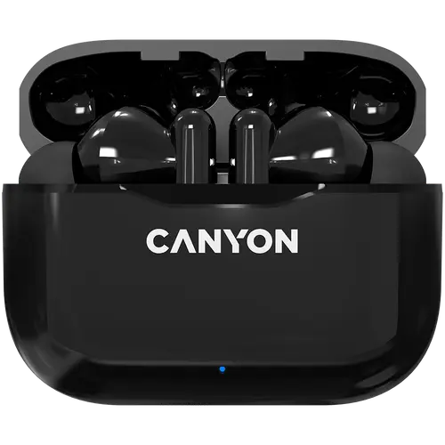 CANYON TWS-3 Bluetooth headset, with microphone, BT V5.0, Bluetrum AB5376A2, battery EarBud 40mAh*2+Charging Case 300mAh, cable length 0.3m, 62*22*46mm, 0.046kg, Black