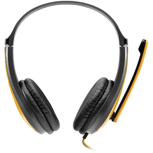 CANYON entry price PC headset, combined 3,5 plug, leather pads, Black-yellow - image 1