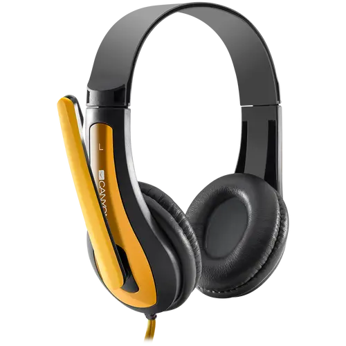 CANYON entry price PC headset, combined 3,5 plug, leather pads, Black-yellow - image 2