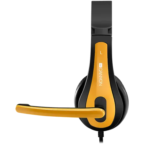 CANYON entry price PC headset, combined 3,5 plug, leather pads, Black-yellow - image 3