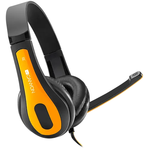 CANYON entry price PC headset, combined 3,5 plug, leather pads, Black-yellow