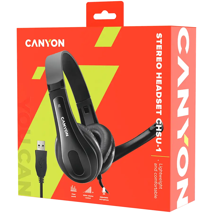 CANYON PC headset CHSU-1 PC Mic USB 2m Black - image 4