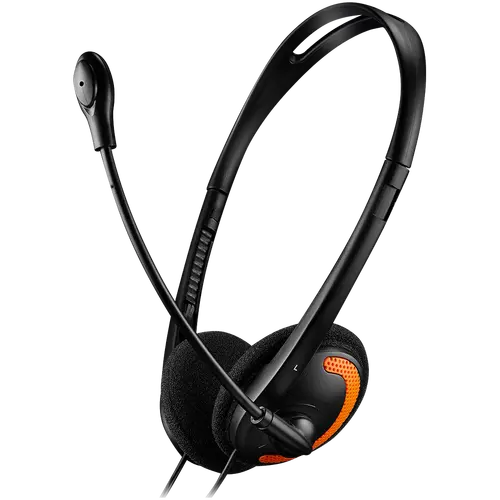 CANYON PC headset with microphone, volume control and adjustable headband, cable 1.8M, Black/Orange