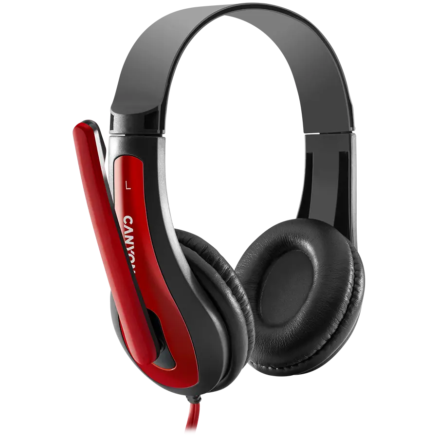CANYON ακουστικά PC headset HSC-1 PC Mic Flat 2m Μαύρο Κόκκινο - image 2