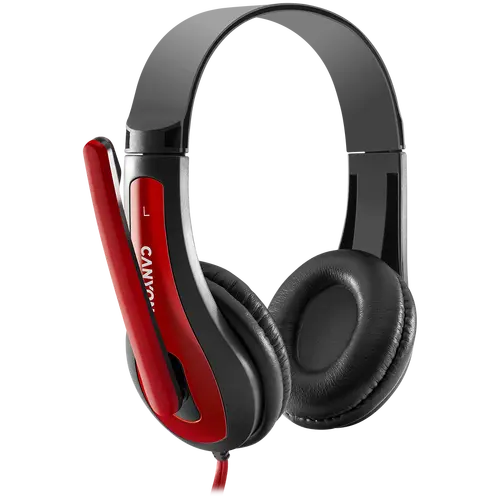 CANYON ακουστικά PC headset HSC-1 PC Mic Flat 2m Μαύρο Κόκκινο - 3