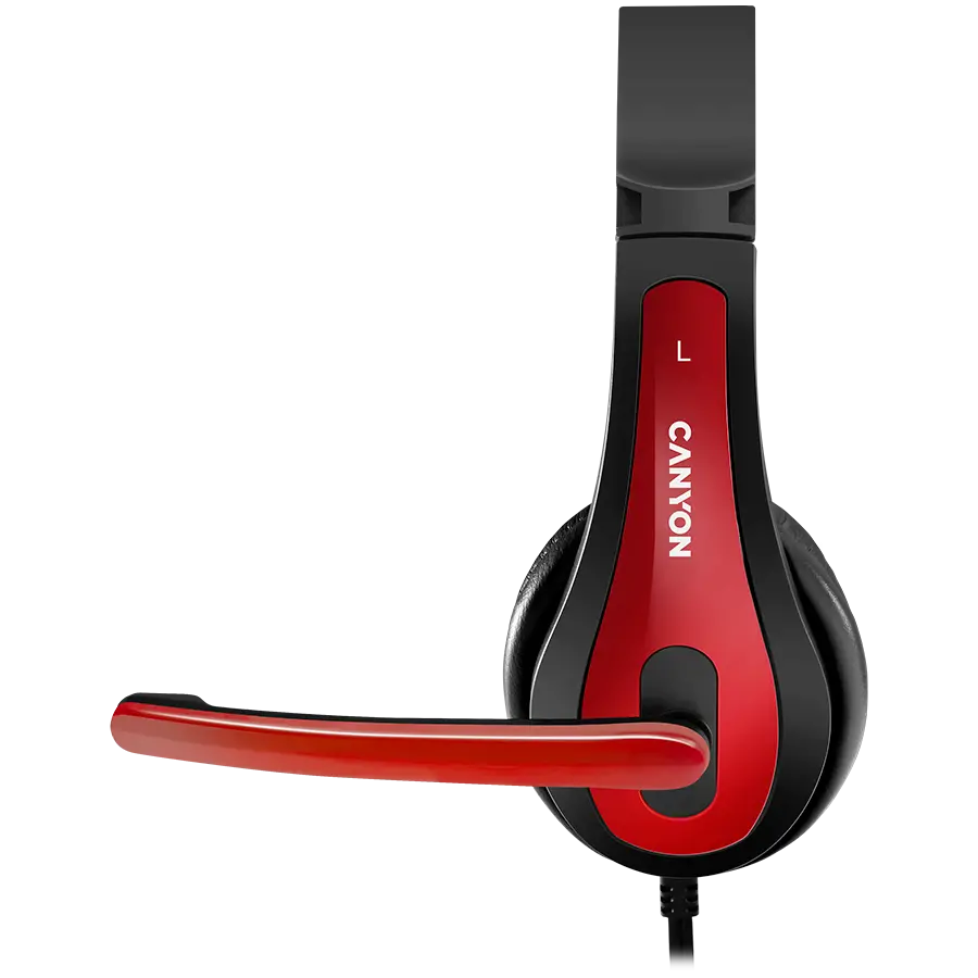 CANYON ακουστικά PC headset HSC-1 PC Mic Flat 2m Μαύρο Κόκκινο - image 3