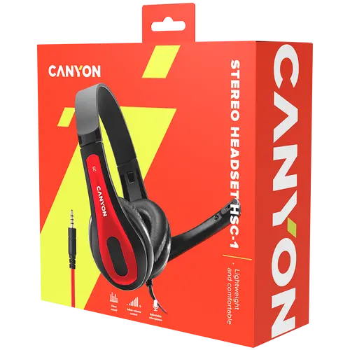 CANYON căști PC headset HSC-1 PC Mic Flat 2m Negru Roșu - 6
