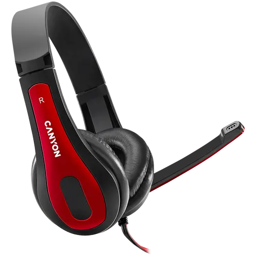 CANYON căști PC headset HSC-1 PC Mic Flat 2m Negru Roșu - 1