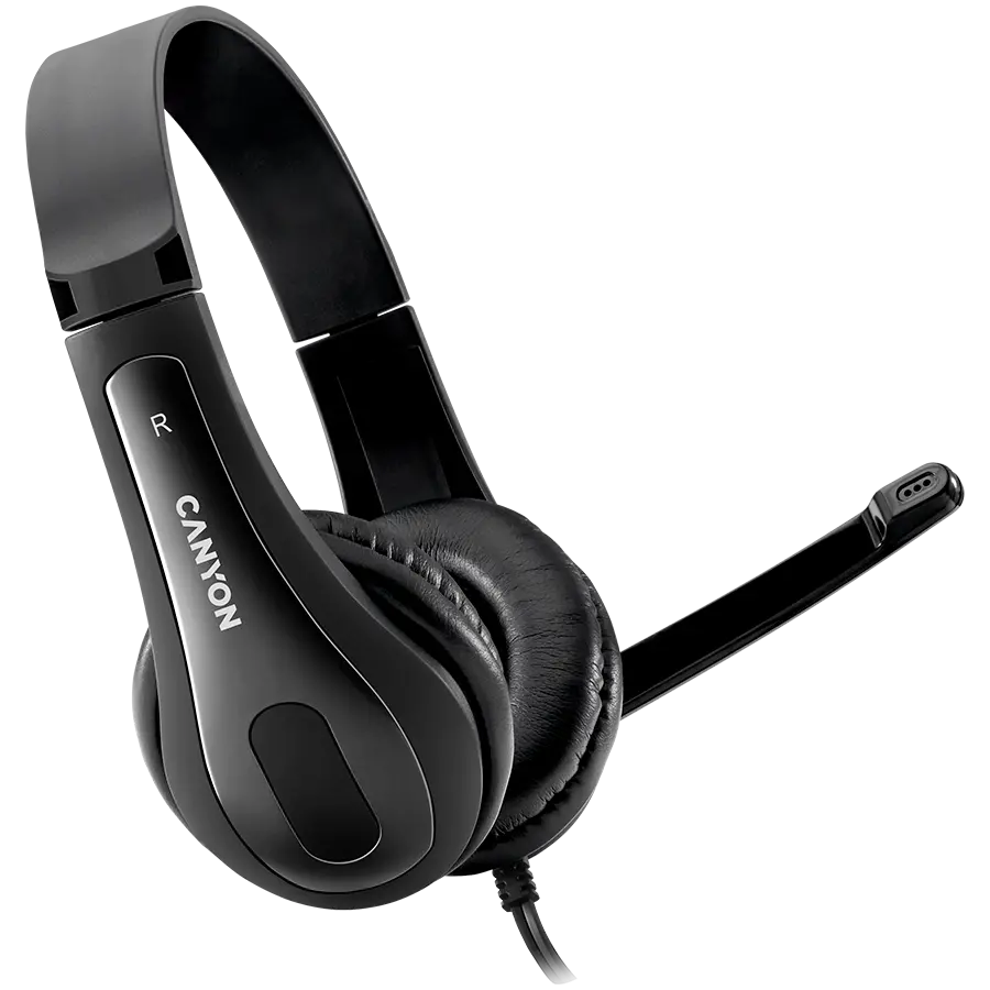 CANYON ακουστικά PC headset HSC-1 PC Mic Flat 2m Μαύρο