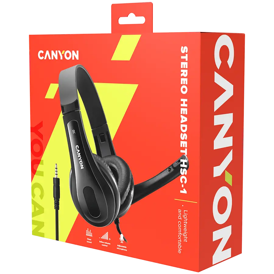 CANYON ακουστικά PC headset HSC-1 PC Mic Flat 2m Μαύρο - image 5