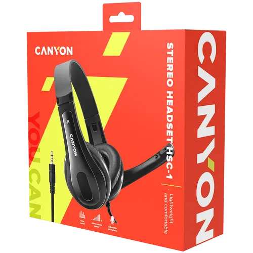 CANYON căști PC headset HSC-1 PC Mic Flat 2m Negru - 6