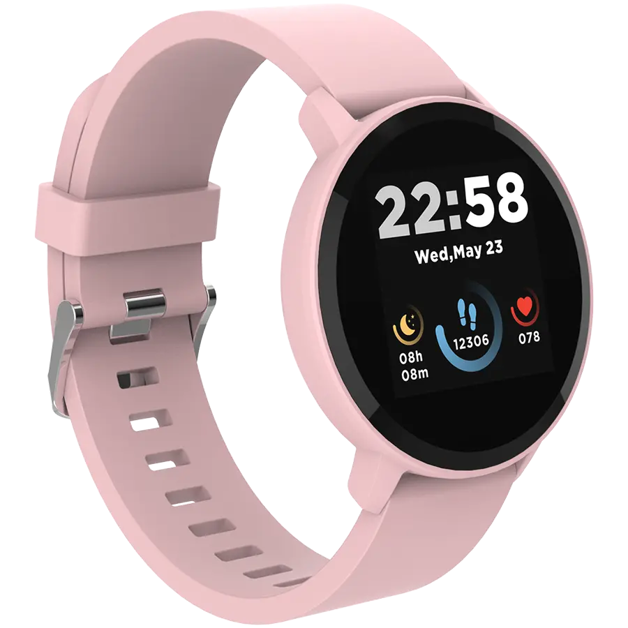CANYON Lollypop SW-63, Smart watch, 1.3inches IPS full touch screen, Round watch, IP68 waterproof, multi-sport mode, BT5.0, compatibility with iOS and android, Pink, Host: 25.2*42.5*10.7mm, Strap: 20*250mm, 45g - image 1