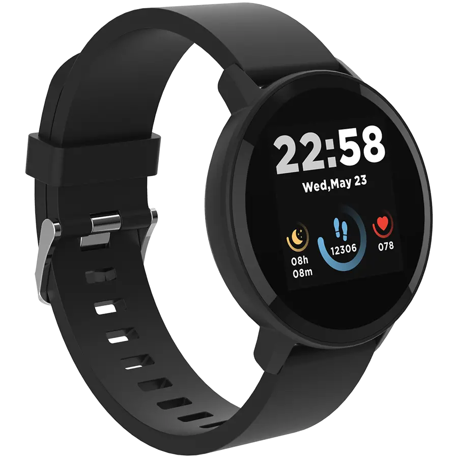 CANYON Lollypop SW-63, Smart watch, 1.3inches IPS full touch screen, Round watch, IP68 waterproof, multi-sport mode, BT5.0, compatibility with iOS and android, black, Host: 25.2*42.5*10.7mm, Strap: 20*250mm, 45g - image 1
