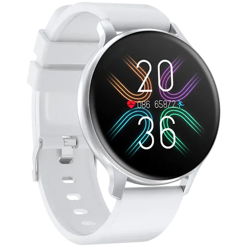 CANYON Badian SW-68, Smartwatch, Realtek 8762CK, 1.28''TFT 240x240px; RAM : 160KB,  Lithium-ion polymer battery, 3.7V 190mAh Include, Silver Zinc alloy middle frame + plastic bottom case+ white Silicone strap + silver strap buckle, 44.9x 10.9mm, strap: 20x220mm, 50.64g - image 2