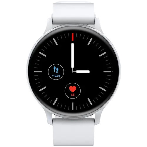 CANYON Badian SW-68, Smartwatch, Realtek 8762CK, 1.28''TFT 240x240px; RAM : 160KB, Lithium-ion polymer battery, 3.7V 190mAh Include, Silver Zinc alloy middle frame + plastic bottom case+ white Silicone strap + silver strap buckle, 44.9x 10.9mm, strap: 20x220mm, 50.64g