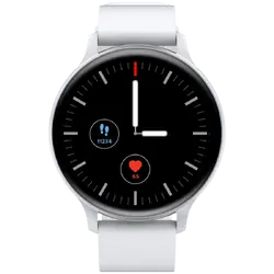 CANYON Badian SW-68, Smartwatch, Realtek 8762CK, 1.28''TFT 240x240px; RAM : 160KB,  Lithium-ion polymer battery, 3.7V 190mAh Include, Silver Zinc alloy middle frame + plastic bottom case+ white Silicone strap + silver strap buckle, 44.9x 10.9mm, strap: 20x220mm, 50.64g