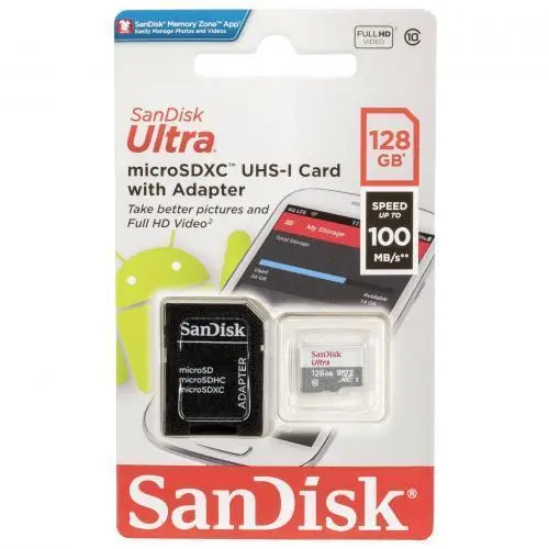 SANDISK Ultra microSDXC 128GB + adaptor SD 100MB/s Class 10 UHS-I - 1