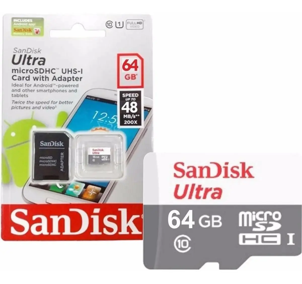 SANDISK Ultra microSDXC 64GB + adaptor SD 100MB/s Class 10 UHS-I