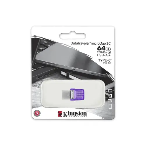 Kingston 64GB DataTraveler microDuo 3C 200MB/s dual USB-A + USB-C - image 2