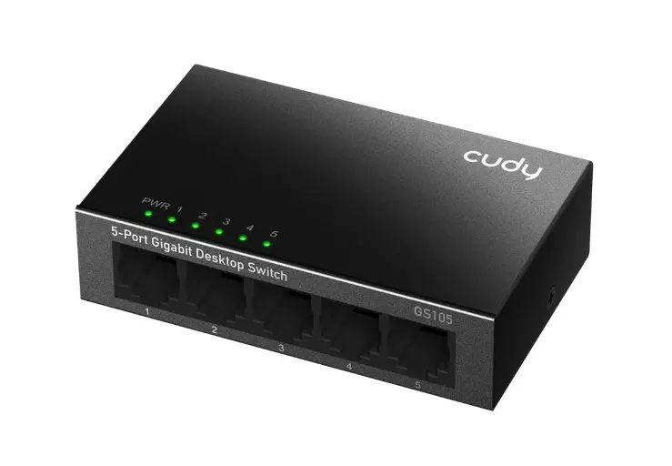 Комутатор, Cudy GS105 5-Port Gigabit Metal Switch, 5 10/100/1000M RJ45 Ports, Desktop Metal Case - image 1