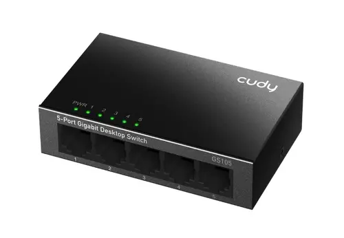 Комутатор, Cudy GS105 5-Port Gigabit Metal  Switch, 5 10/100/1000M RJ45 Ports, Desktop Metal Case - image 1