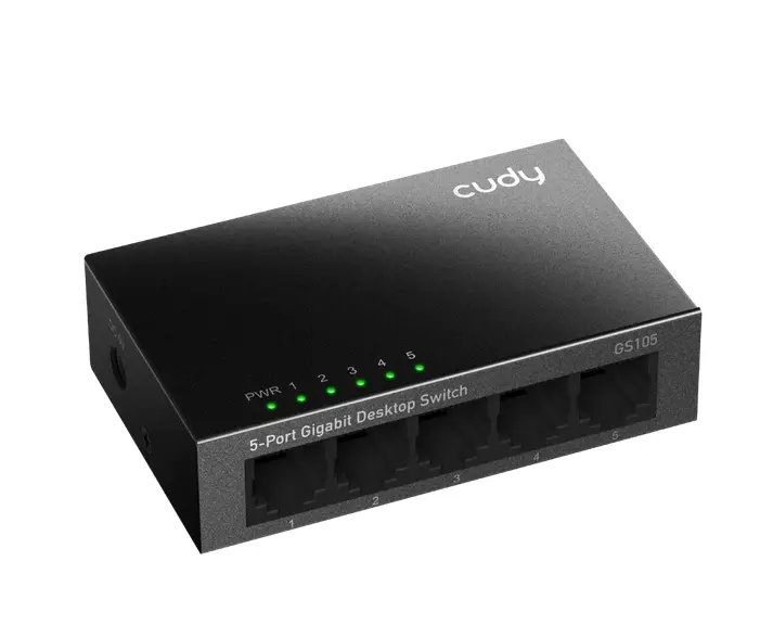 Комутатор, Cudy GS105 5-Port Gigabit Metal Switch, 5 10/100/1000M RJ45 Ports, Desktop Metal Case - image 2