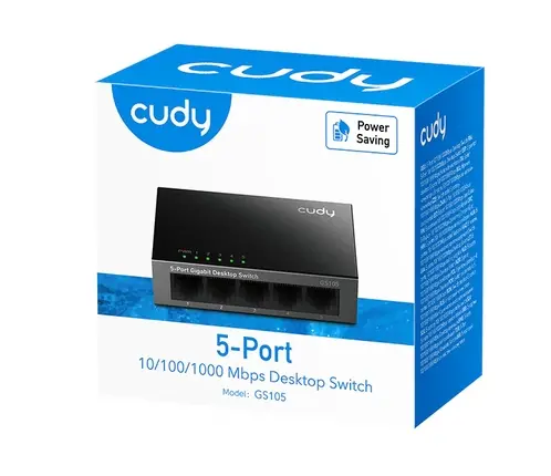 Комутатор, Cudy GS105 5-Port Gigabit Metal Switch, 5 10/100/1000M RJ45 Ports, Desktop Metal Case - image 3