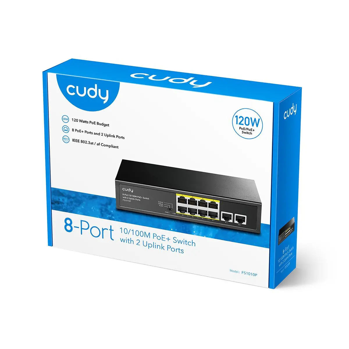 Суич Cudy FS1010P, 8 портов, 10/100, PoE+ Switch 120W, 2 x Uplink порта - image 5