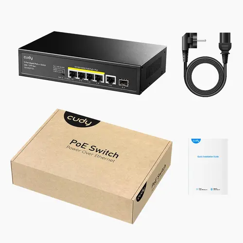 Суич Cudy GS1005PTS1, 5 портов, 10/100/1000, PoE+ Switch 120W, 1 SFP Slot - image 3