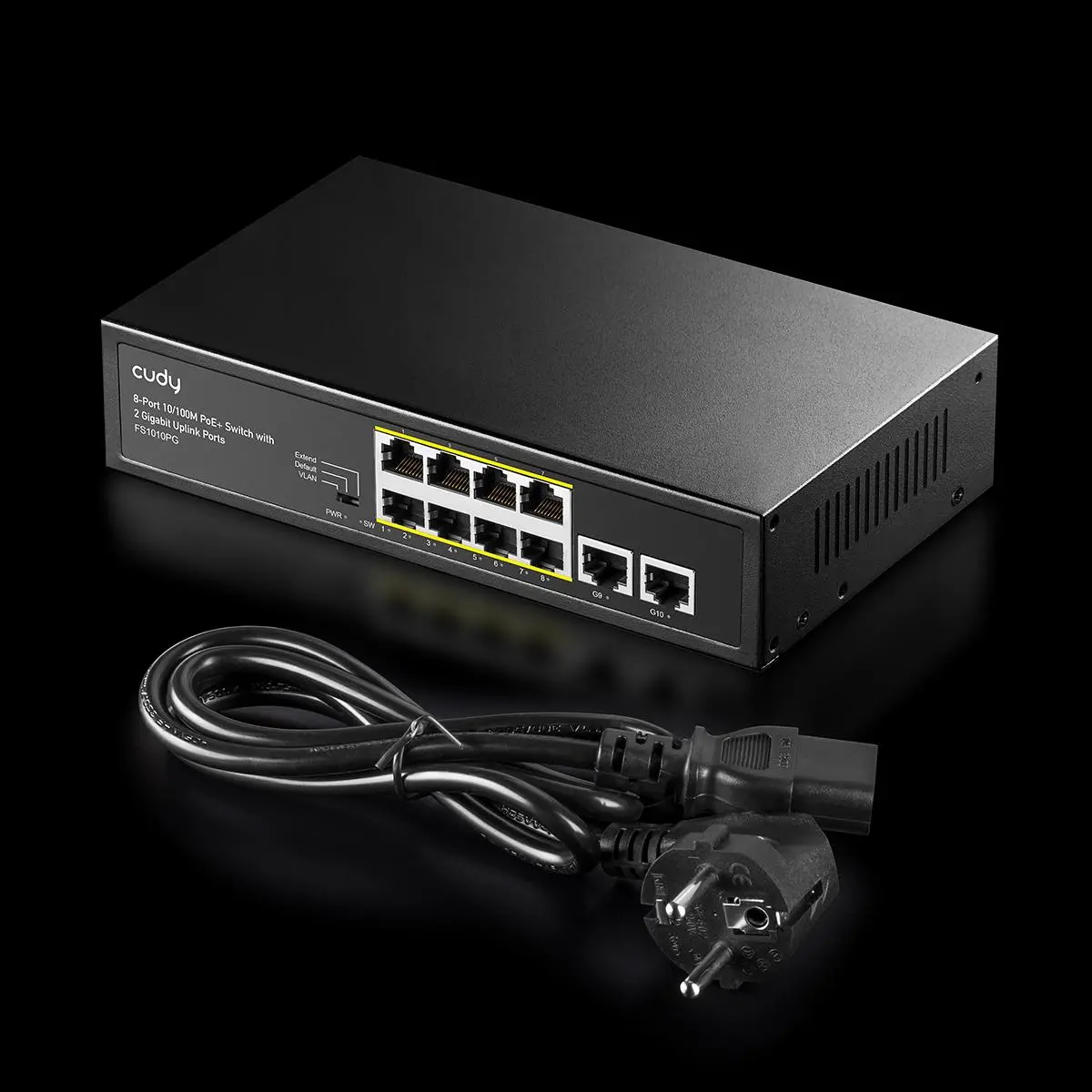 Суич Cudy FS1010PG, 8 портов, 10/100, PoE+ Switch 120W, 2 x Uplink порта 10/100/1000 - image 2