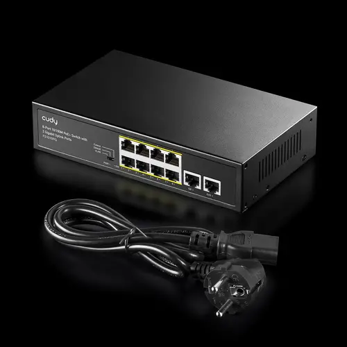 Суич Cudy FS1010PG, 8 портов, 10/100, PoE+ Switch 120W, 2 x Uplink порта 10/100/1000 - image 2