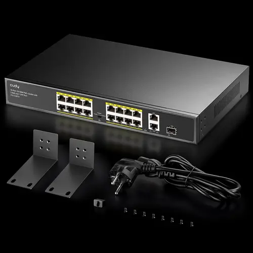 Суич Cudy FS1018PS1, 16 x 10/100 PoE+ Switch 190W, 2 x Gigabit порта, 1 x SFP Slot - image 4