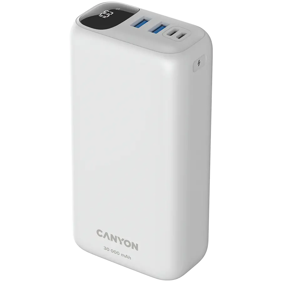 CANYON power bank PB-301 LED 30000 mAh PD 20W QC 3.0 White - image 1