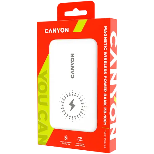 CANYON power bank PB-1001 10000 mAh PD 18W QC 3.0 Wireless 10W White - image 3