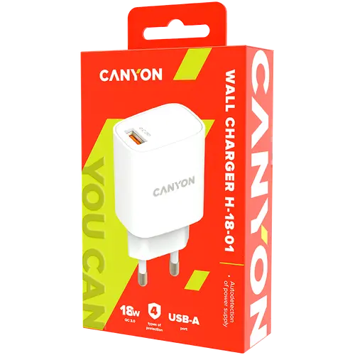 CANYON charger H-18-01 QC 3.0 18W USB-A White - image 2