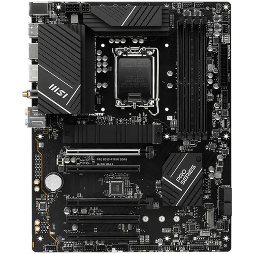 MSI PRO B760-P WIFI DDR4, ATX, Socket 1700, Dual Channel DDR4 5333(OC)MHz, 2x PCIe x16 slots, 2x M.2 slots, 1x HDMI, 1x DP, 1x USB 3.2 Gen 2x2 Type-C, 3x USB 3.2 Gen 2, 4x USB 2.0, 7.1 HD Audio, 2.5Gbps LAN, WI-FI 6E, BT, 3Y - 2