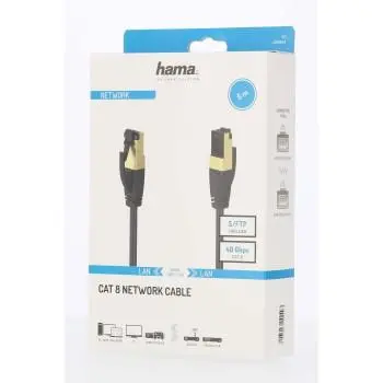 Мрежов пач кабел HAMA S/FTP, CAT 8, RJ-45 - RJ-45, 40Gbit/s, 5.0 m, Halogen-free, Черен - image 1