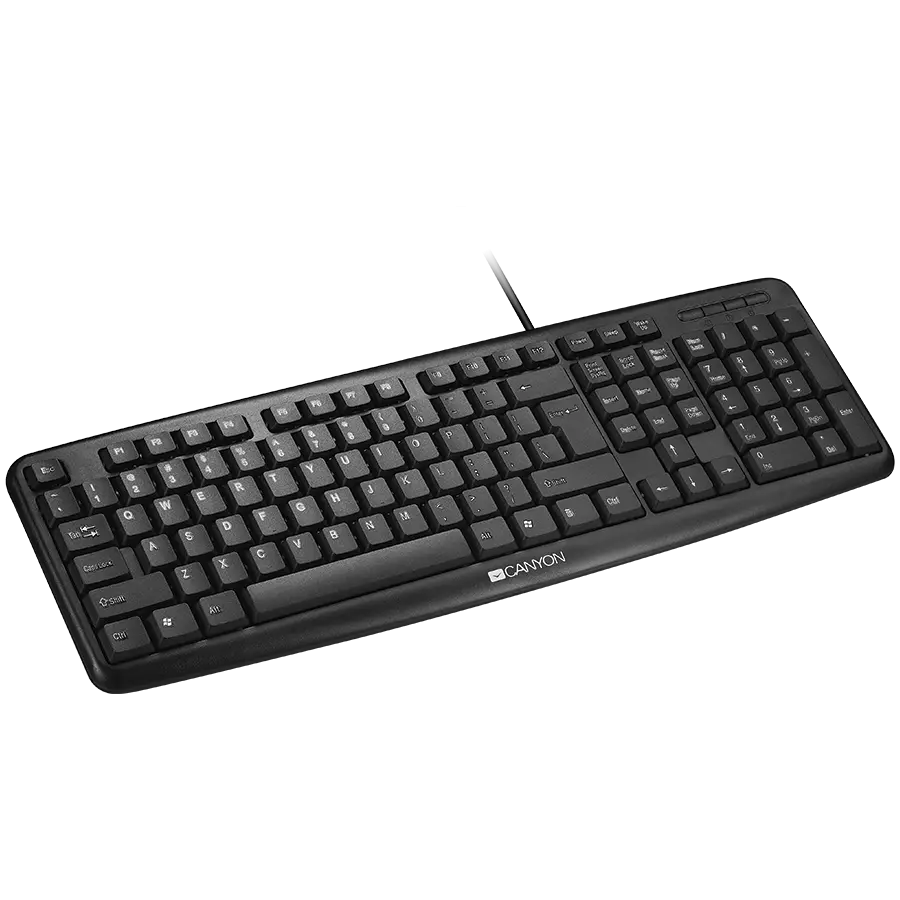 CANYON Wired Keyboard, 104 keys, USB2.0, Black, cable length 1.5m, 443*145*24mm, 0.37kg, Bulgarian