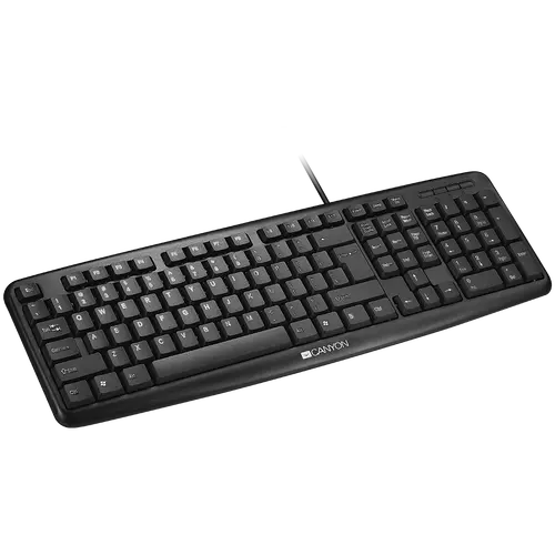 CANYON Wired Keyboard, 104 keys, USB2.0, Black, cable length 1.5m, 443*145*24mm, 0.37kg, Bulgarian