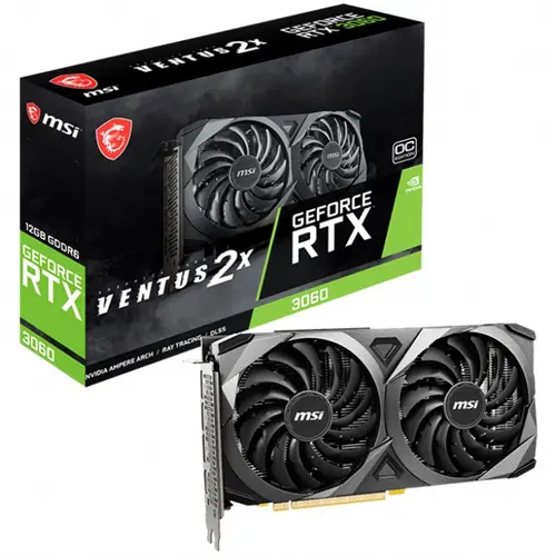 MSI Κάρτα γραφικών Nvidia GeForce RTX 3060 VENTUS 2X 12G OC, 12GB GDDR6, 192-bit, 360 GB/s, 15 Gbps Effective Memory Clock, 1807 MHz Boost, 3584 CUDA - 1