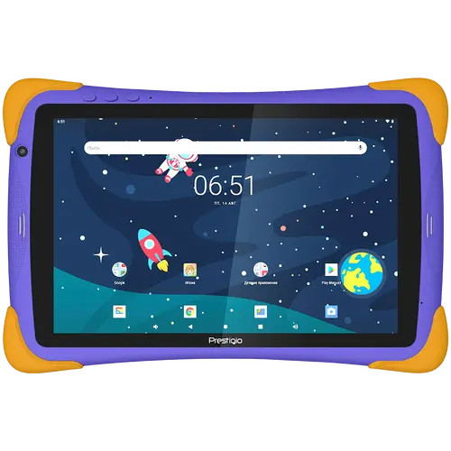 Prestigio SmartKids Pro, 10.1" (1280x800) IPS, Android 11, up to 1.6GHz 8-core Spreadtrum SC9863a, 3/32GB, BT 4.2, WiFi, USB-C, microSD card slot, Single SIM card, call function, 0.3MP front cam + 2.0MP rear cam, 6000mAh bat, violet-yellow