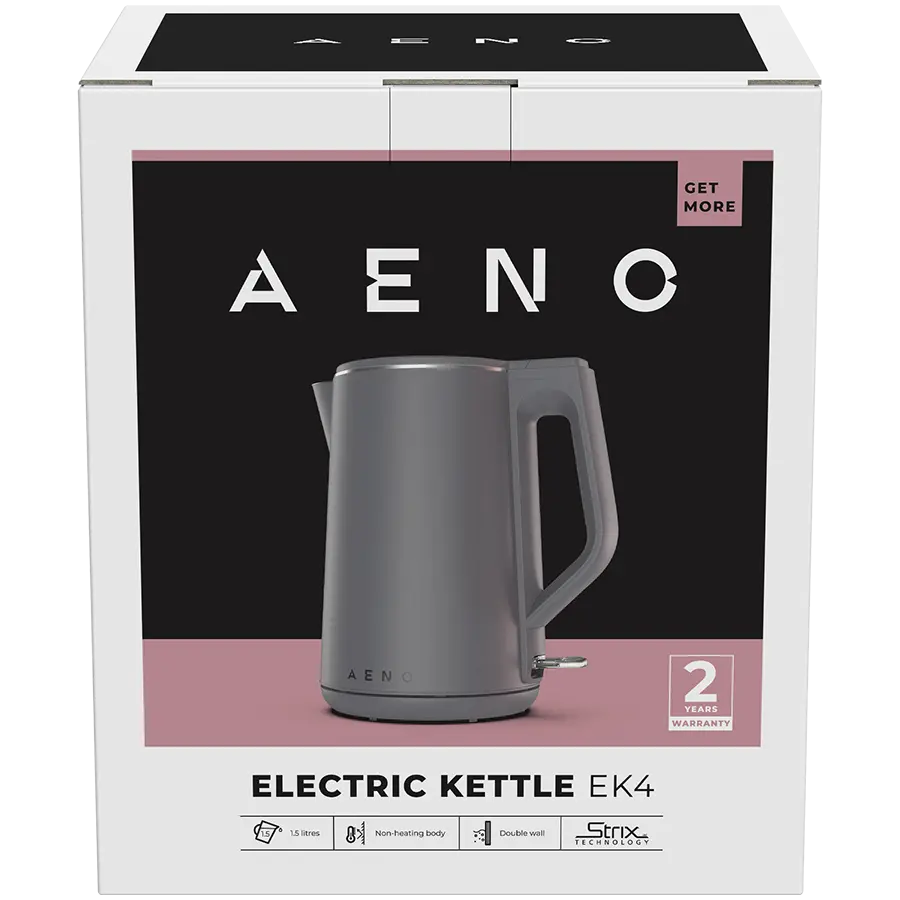AENO Fierbător electric EK4: 1850-2200W, 1.5L, Strix, Pereți dubli, Corp care nu se încălzește, Oprire automată, Protecție împotriva funcționării fără - image 3