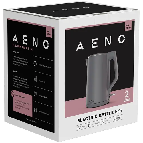 AENO Ηλεκτρικός βραστήρας EK4: 1850-2200W, 1.5L, Strix, Διπλά τοιχώματα, Σώμα που δεν θερμαίνεται, Αυτόματη απενεργοποίηση, Προστασία από λειτουργία - 6