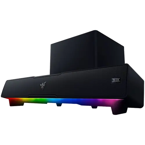 Razer Leviathan V2, PC Gaming Soundbar with Subwoofer,Full Range Drivers: 2 x 2.0 x 4.0" / 48 x 95 mm,Bluetooth 5.2 (60ms low latency),Tweeter Drivers: 2 x 0.75" / 20 mm, USB Audio Input to PC,Razer Chroma™ RGB,Razer Audio app