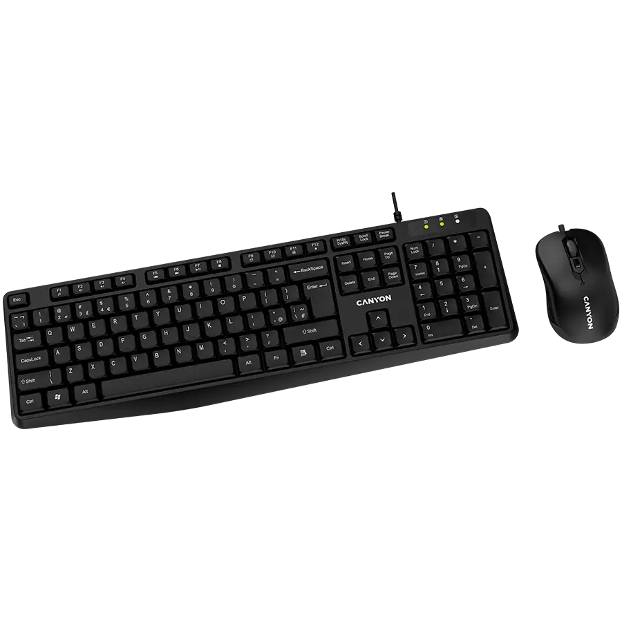 CANYON USB standard KB, water resistant BG layout bundle with optical 3D wired mice 1000DPI black - image 1
